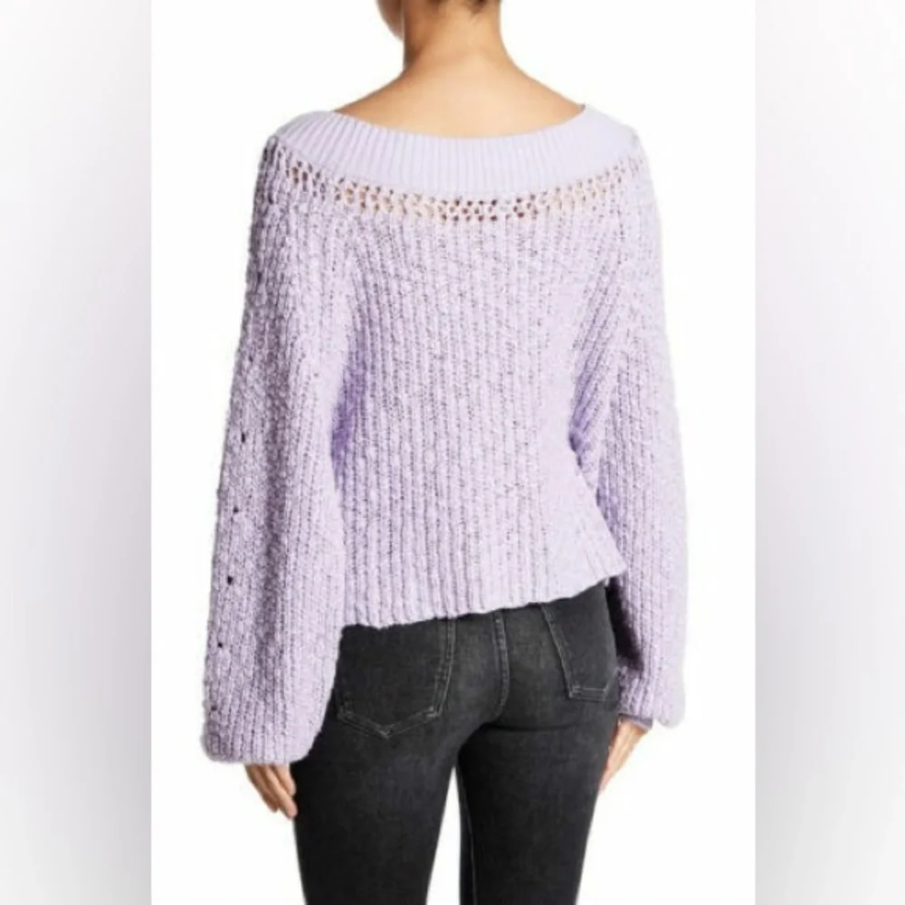 Free people‎ oversized for Lavender Knit Women's Sweater balloon sleeve EUC